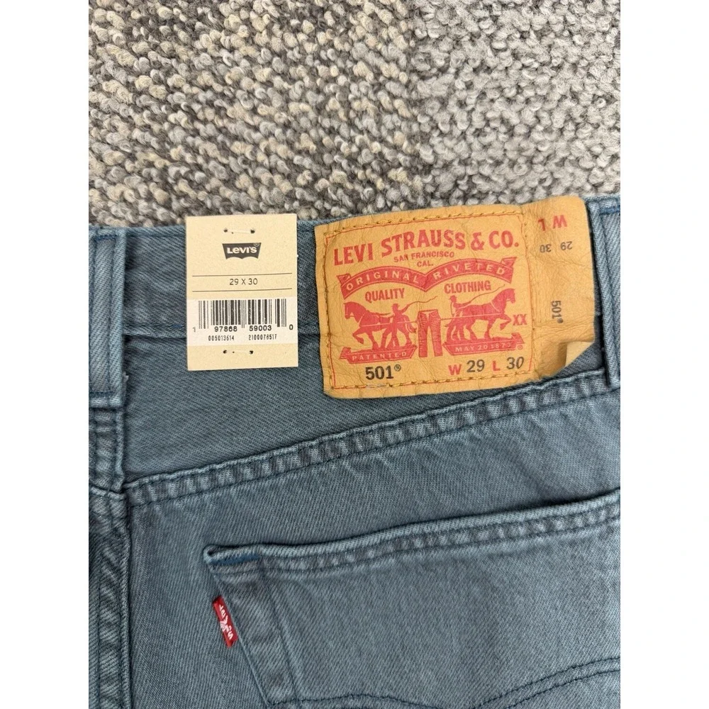 Levi's 501 Mens Original Fit Straight Leg Jeans Button Fly‎ Turquoise 29x30